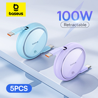 Baseus 2/5PCS Retractable USB C to USB C PD Cable for iPhone 16 15 Pro Max PD Fast Charging Data Cord Type C Charger Cable Wire