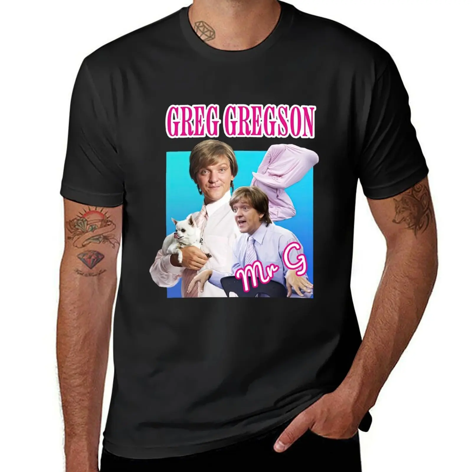 Camiseta gráfica masculina, Rick Gregson, Aka, Mr G, Tops Pretos, Camiseta, Menino Camiseta, Giro