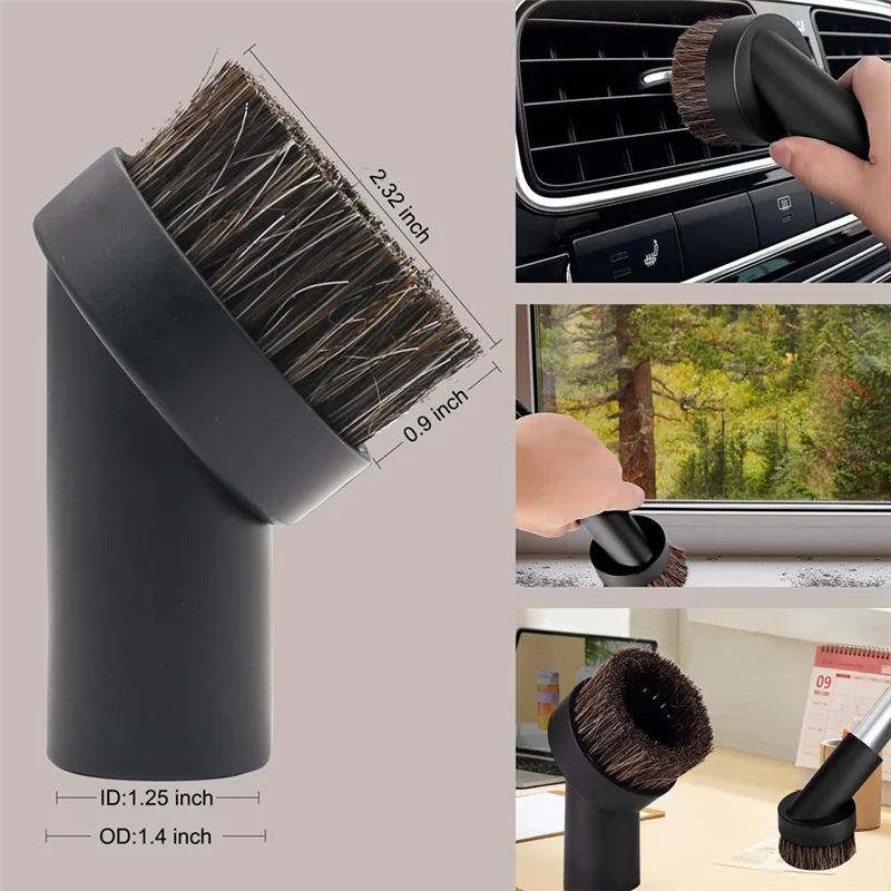 M04K فراغ فرشاة مرفق 1 1/4 بوصة مستديرة لينة الحصان الشعر فراغ فرشاة الخشن مع 2 1/2 بوصة إلى 1 1/4 بوصة خرطوم محول