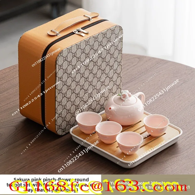 Handcrafted Pink Flower Tea Set High Appearance Lovely Ceramic Teapot and Cup Set Customized Ball Hole Filter Tea Infuser