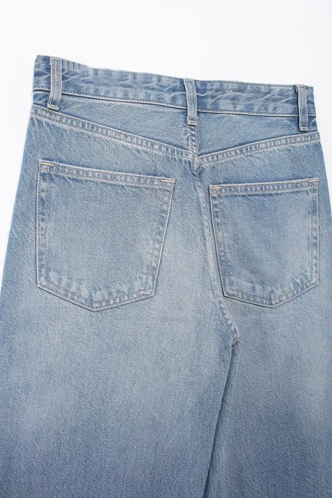 Jeans retrô de cintura alta feminino com zíper, tecido jeans, calças de perna larga, brincalhão, casual, novo, moda, 2024