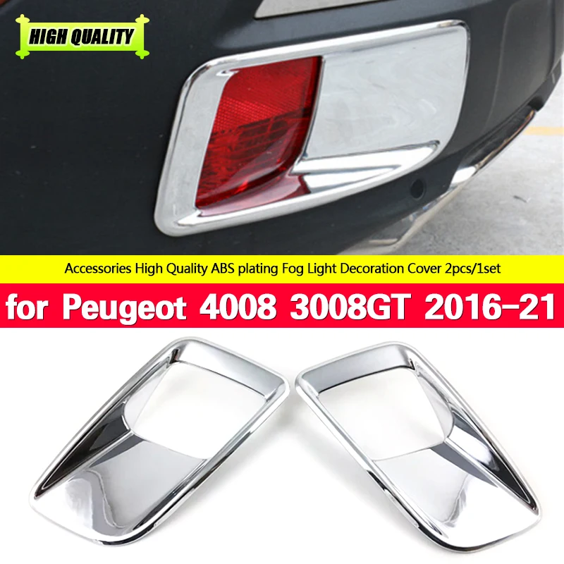 

For Peugeot 4008 3008GT 2016 2017 2018 2019 2020 2021 Car Rear fog light frame trim light eyebrow rear back fog light lamp cover