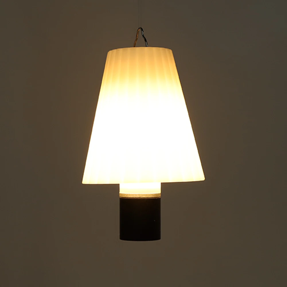Small Torch Lampshade with Top Handle Pleated Flashlight Cover White Plastic Floor Lamp Cover Hangable for Camping Hiking