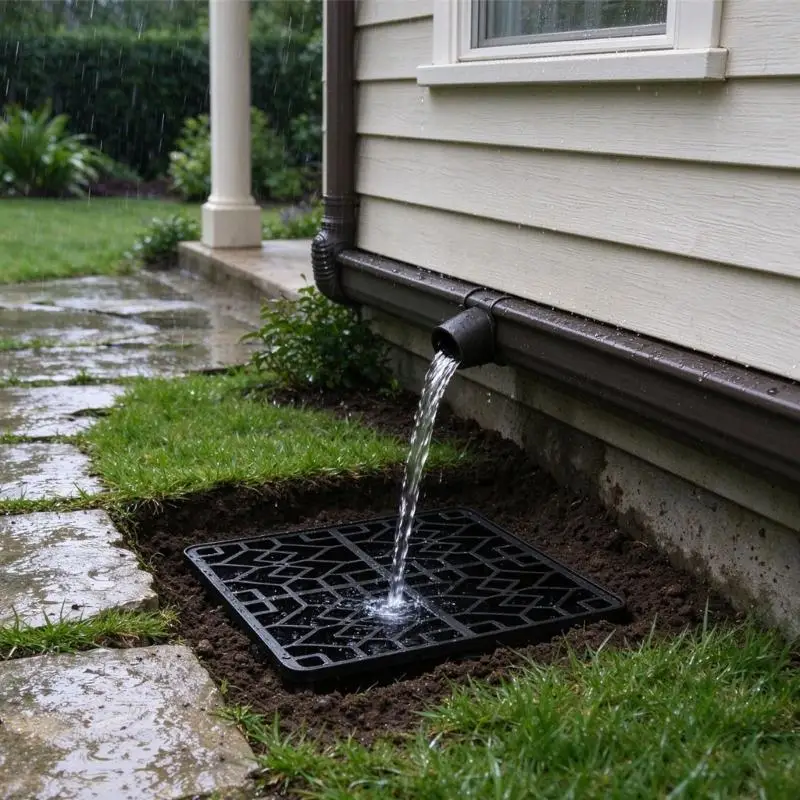 Gutter Downspout Extension, Flexible Downspout Drainage No Dig Buried Drain Pipe for Outdoor Yard Lawn Base D2RD