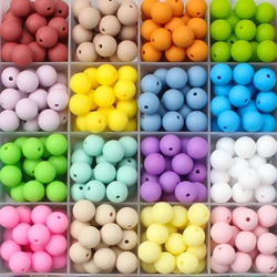 100/50/20Pcs Silicone Beads 12mm Round DIY Beaded Pen Loose Beads for Jewelry Making Necklace Bracelet Keys Chain Decor BPA Free