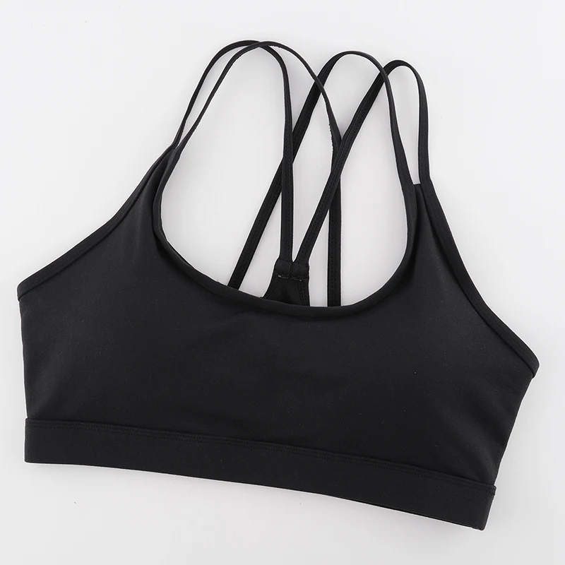 TENDER ANGEL Women Strappy Sports Bra Scoop Neck Spaghetti Strap Padded Crisscross Back Medium Support Workout Tops Yoga Bras