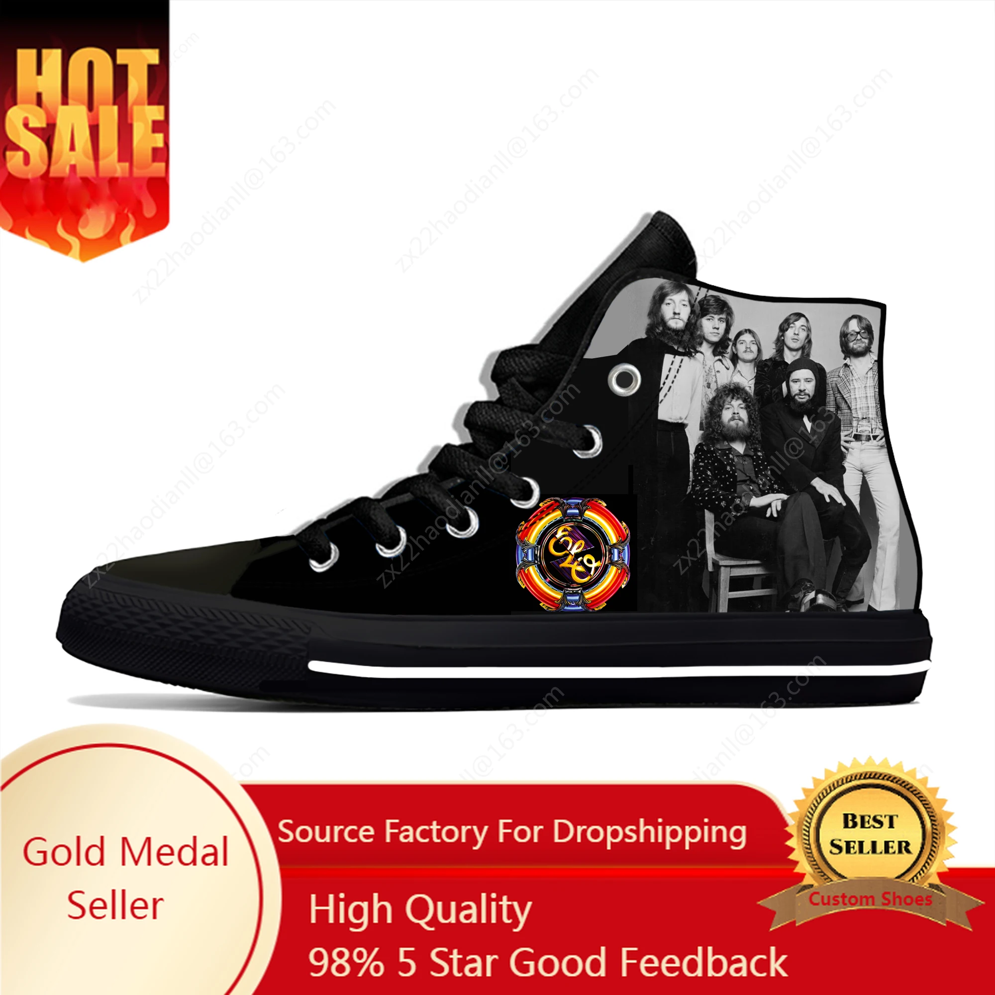 

ELO High Top Sneakers Mens Womens Teenager Electric Light Orchestra Casual Shoes Canvas Running Shoes 3D Print Lightweight shoe