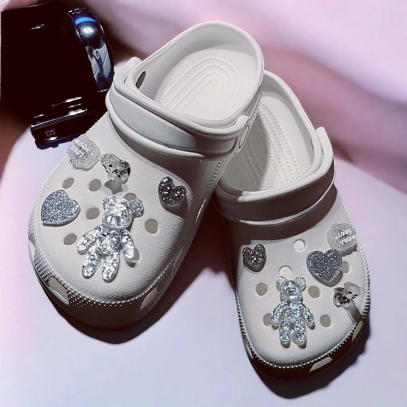 Fashion Elegant Women DIY Hole Shoes Charm for Cute Love Bears Shoes Accessories White All-match Shoe Decorations Fashion Bundle image 2