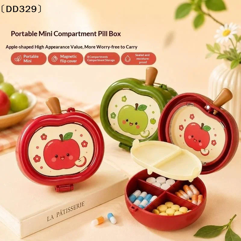 4 Compartments Small Portable Vitamin Pill Box Pills Cases Container Organizer 7 Days Grids Medicine Fish Oils Storage〔DD329〕