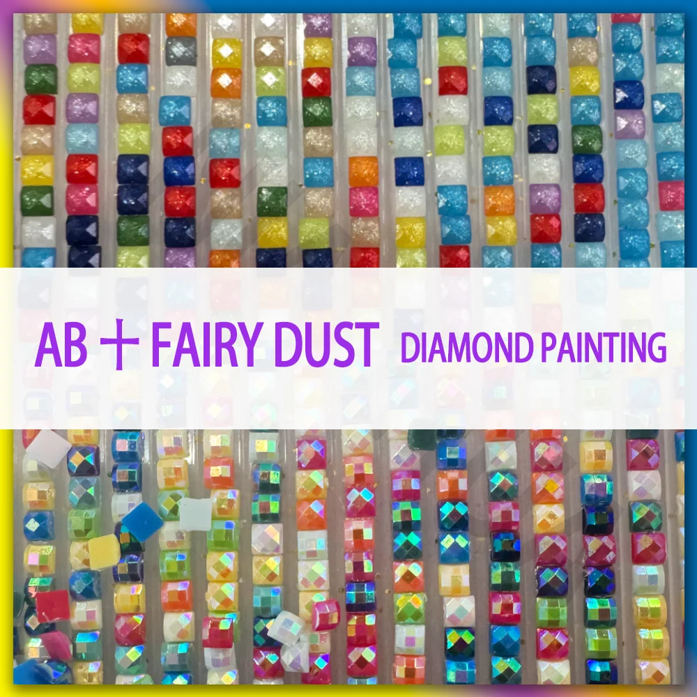 AB Fairy Dust 5D DIY Diamond Painting Deer Embroidery Animal Forest Full Drill Mosaic Lake Cross Stitch Crafts Mural