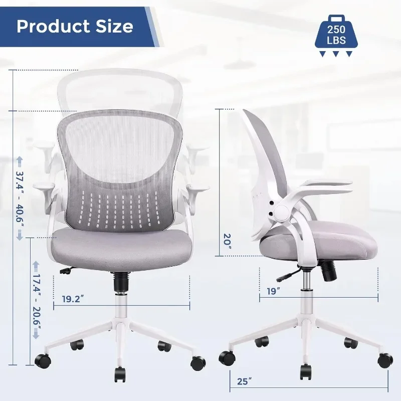 Ergonômico Mesh Computer Desk, High Back Swivel, Task cadeira executiva, braços macios, acolchoado apoio lombar, Home Office