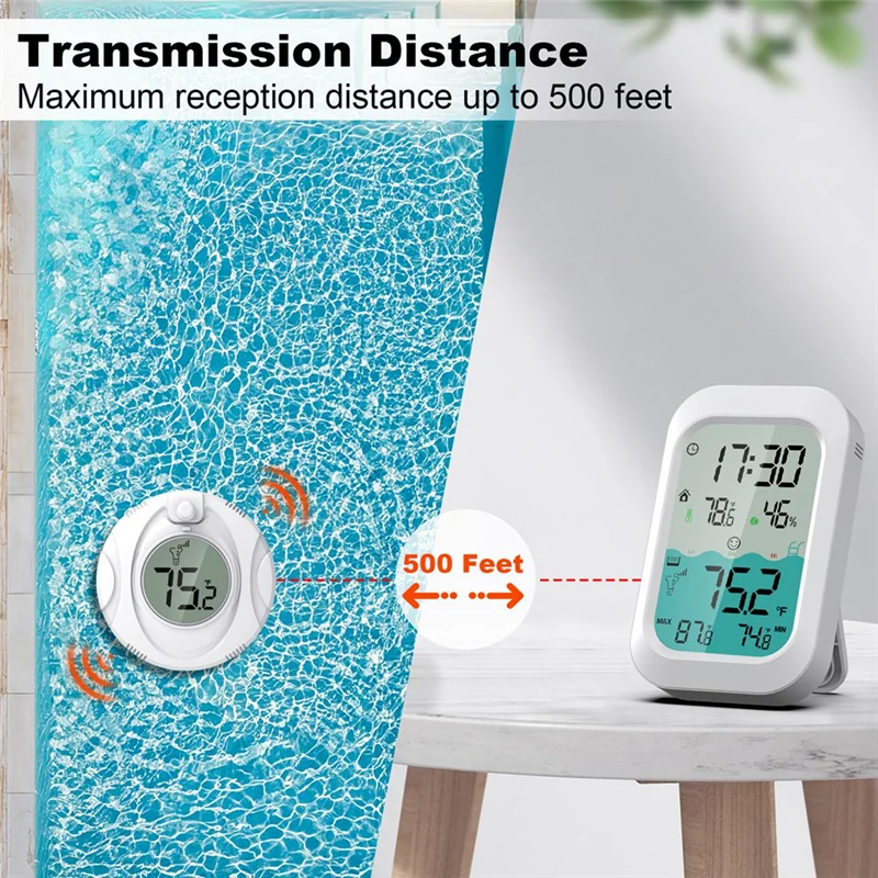 ABKP-ワイヤレスプール温度計 -20-60 ° C 読みやすい風呂水スパ水族館 500 フィートフローティングプール温度計