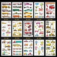 Temporary Tattoo Sticker for Boy Child Car Aircraft Transportation Cartoon Tattoo Kid Body Art Water Transfer Fake Tattoo Decals