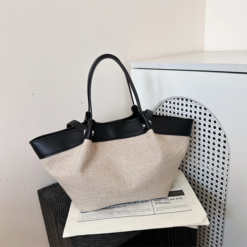 

Canvas Patchwork Tote Bag Brand Design New Light Luxury Versatile Commuter Wing Bag Large Capacity Women's Shoulder Underarm Bag