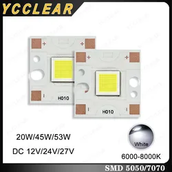 High Power 7070 5050 LED Chips White 6000-8000K 20W 45W 53W DC12V 24V Dia 18/20mm Lamp Bead Board For DIY Flashlight Spotlight