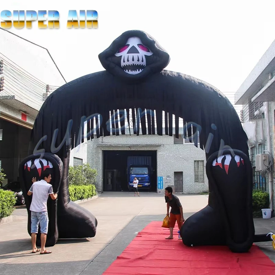 ハロウィン屋外パーティー装飾用、裏庭用ファン付きインフレータブルゴーストアーチ