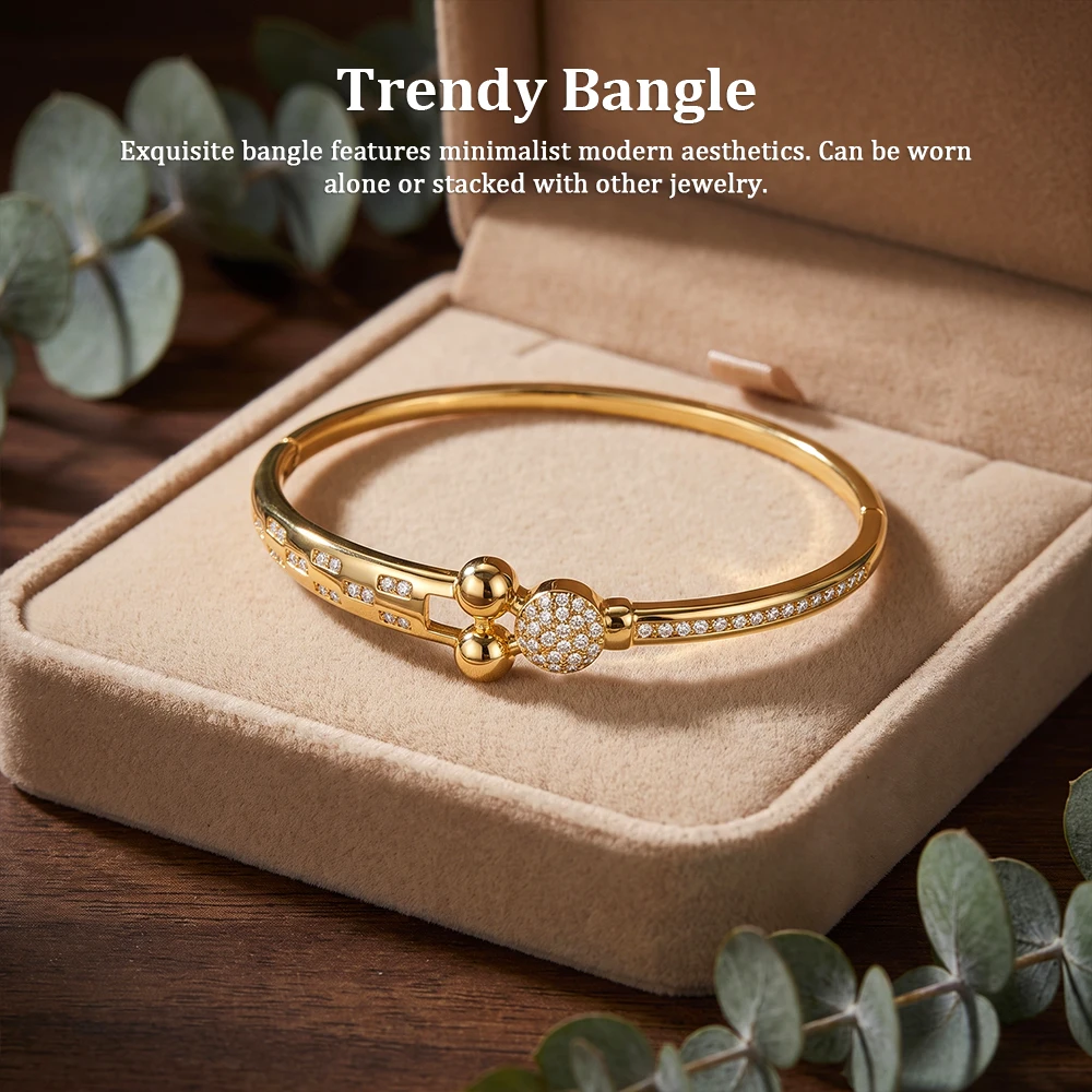 YH-Light luxury gold-plated diamond-encrusted round ball bracelet with a high-end feel and diamond-encrusted opening