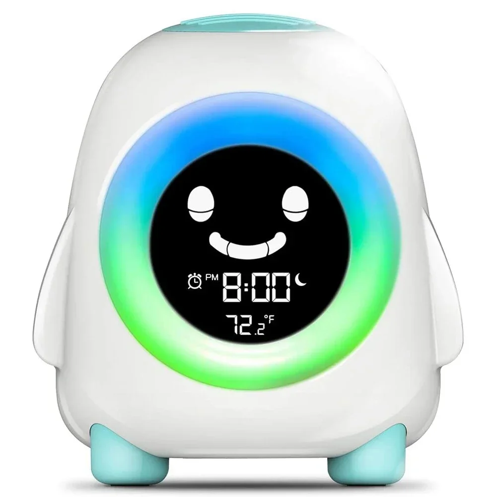 Cute Penguin LED Alarm Clock 12/24H Snooze Mode RGB Night Light Table Nap Timer Sleep Trainer Bedroom Birthday Gift for Kids