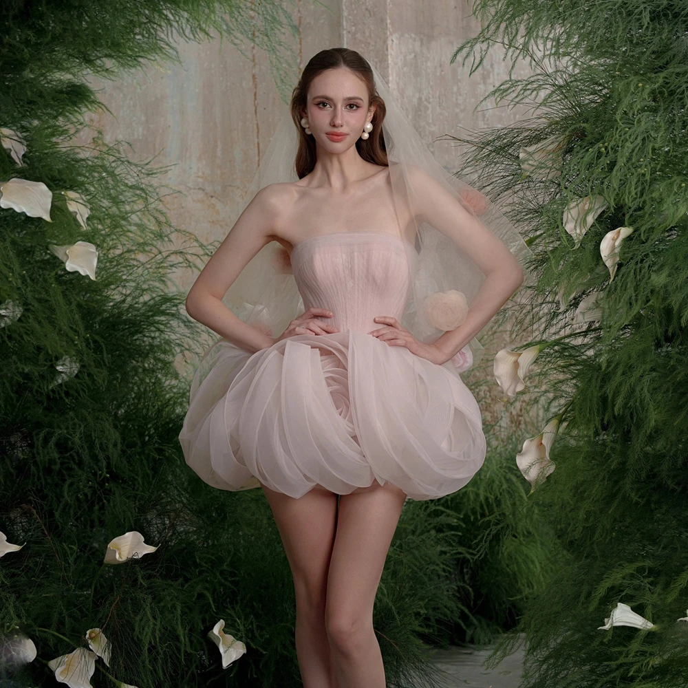 Robe de soirée à volants rose poussiéreux, faite à la main, en maille bouffante florale, robes de bal, tendance, en Tulle, à plusieurs niveaux, robes de concours, nouvelle collection