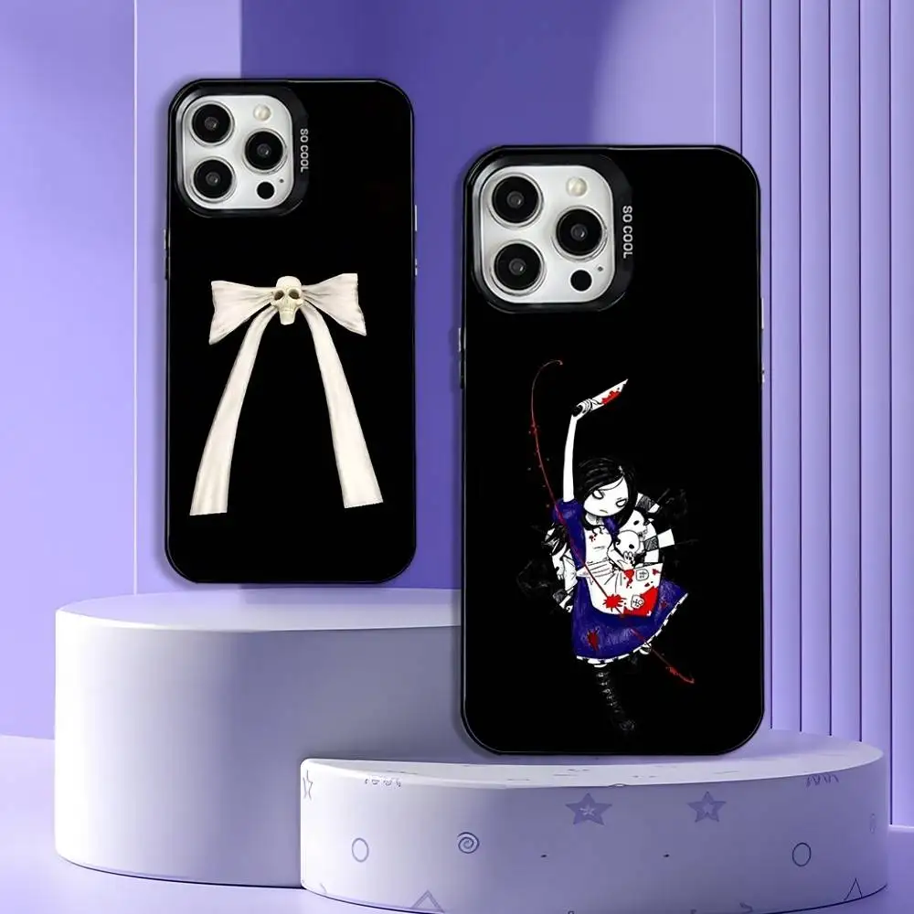 

A-Alice Madness Returns Phone Case For iPhone 17,16,15,14,13,12,11,Pro,Max,Plus,E,Air,Mini Black Tpu Cover