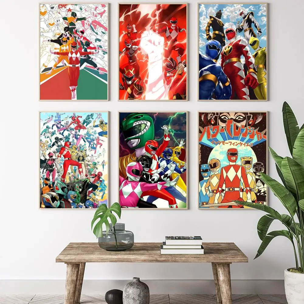 Mighty Morphin Power Rangers Painting Calligraphy HD Canvas Poster living room bedroom bar aesthetic decoration