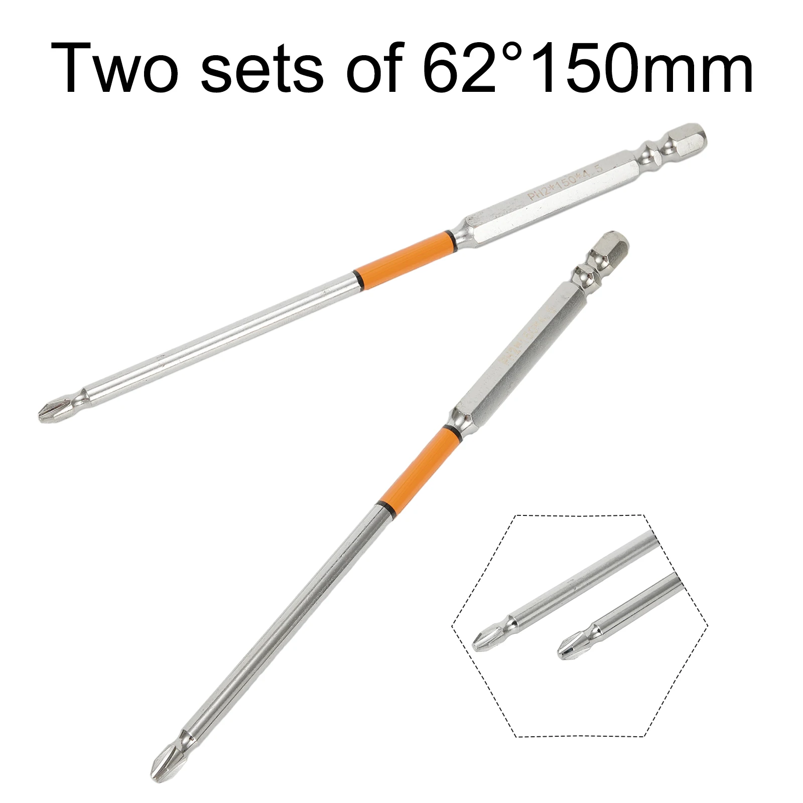 2pcs Screwdriver Bits PH2 Magnetic Cross Head HRC62 65-150mm Multipurpose Impact Drill Bits For Hand Drill Electric Driver Tool