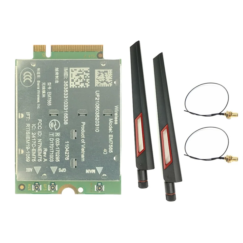 وحدة رائعة-EM7565 4G LTE + 2X 10DB طقم هوائي لأجهزة الكمبيوتر المحمول وحدة لاسلكية Cat12 EM7565 لـ CAT-12 600Mbps CBRS M2 NGFF Modu