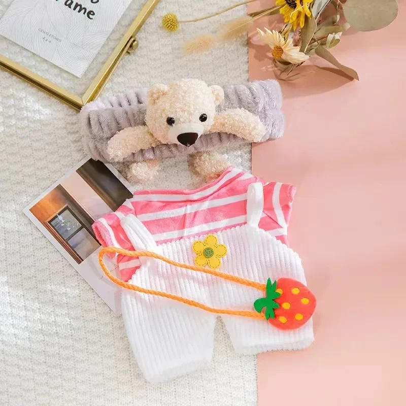 Duck 30cm Plush Dolls for 4-piece Set Clothes Duck Clothes Lalafanfan Duck Cotton Skirt Overalls Outfit Duck Animal Clothing Toy