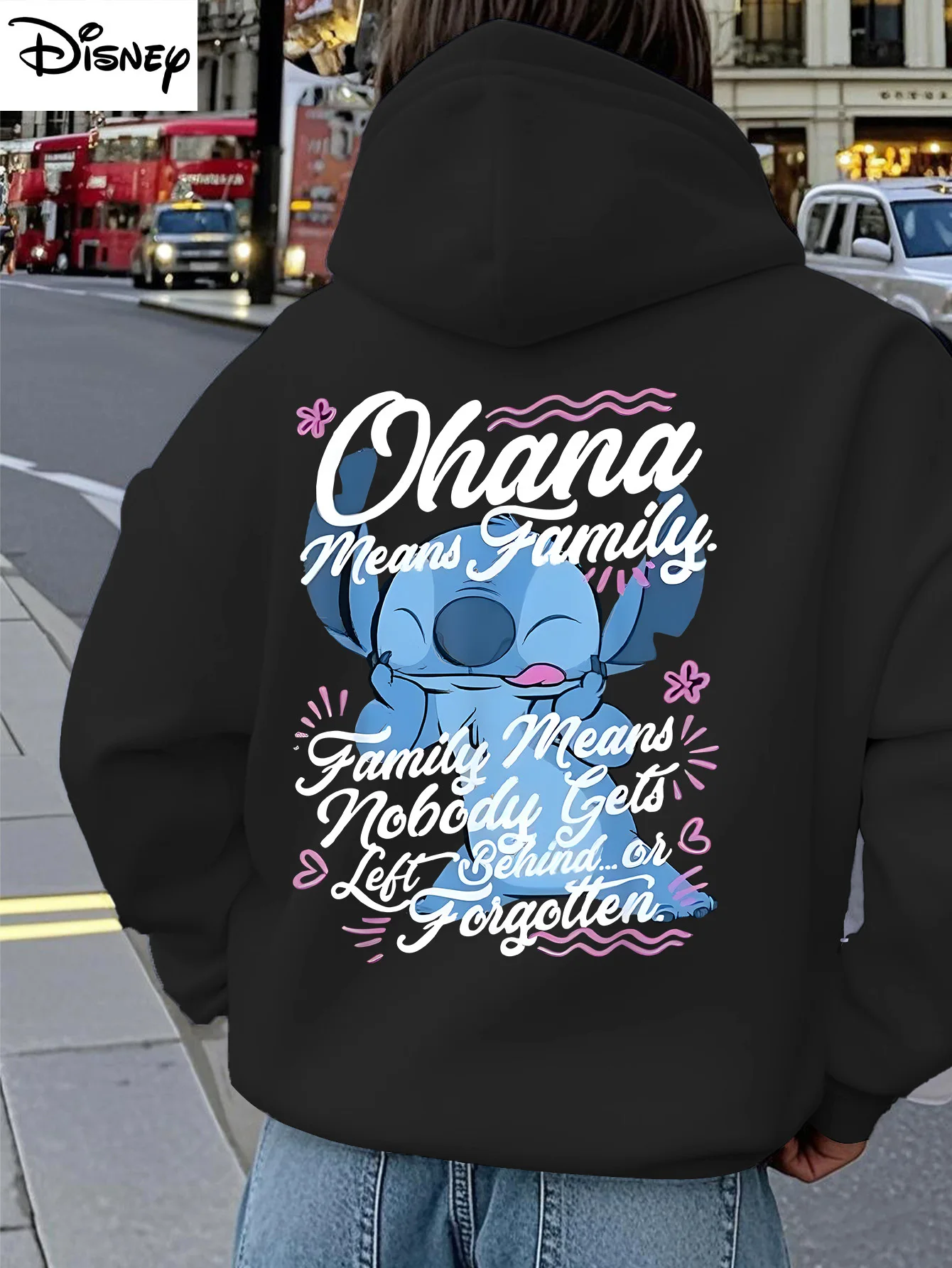 

2025Titch Женская толстовка с капюшоном с принтом «Ohana Means Family», официально авторизованный свитер с капюшоном с несколькими принтами Disney, модный