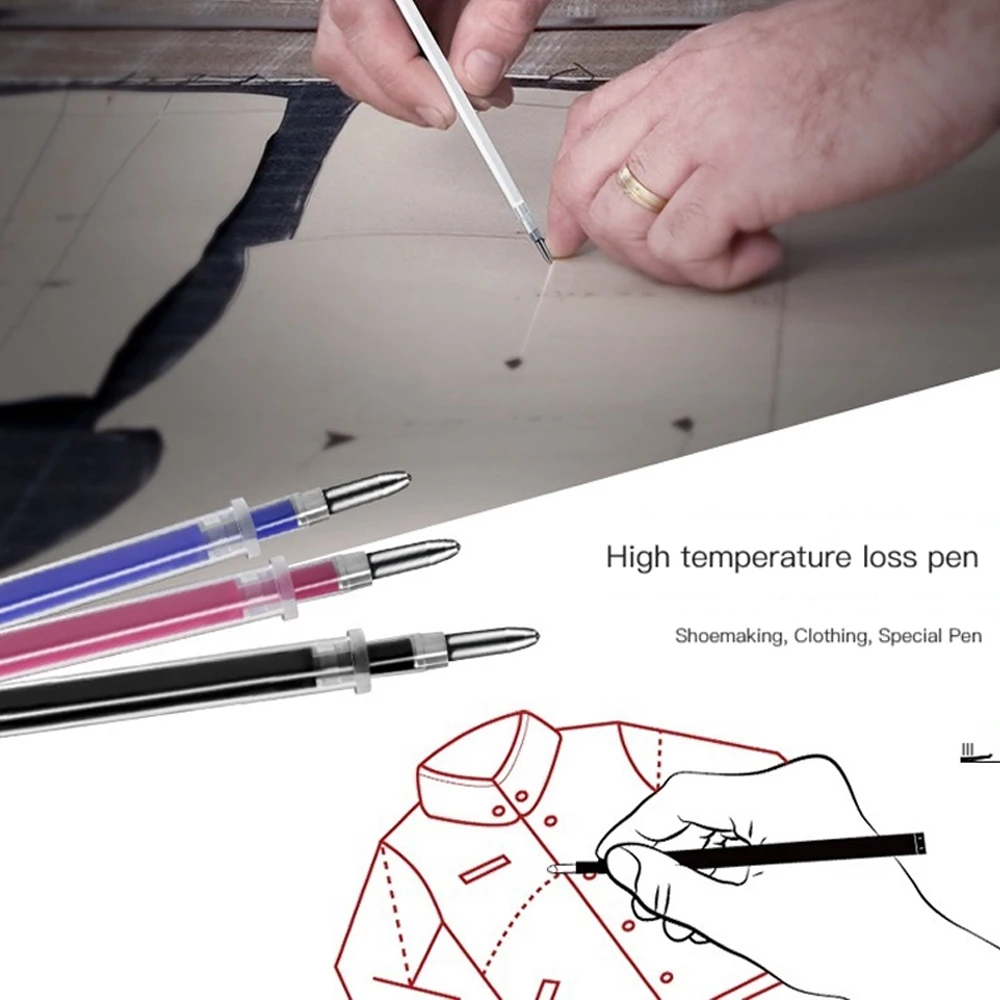 4-40Pcs High Temperature Disappearing Fabric Marker Pen Erasable Refill Pens For Patchwork Fabric PU Leather Mark Sewing Tools