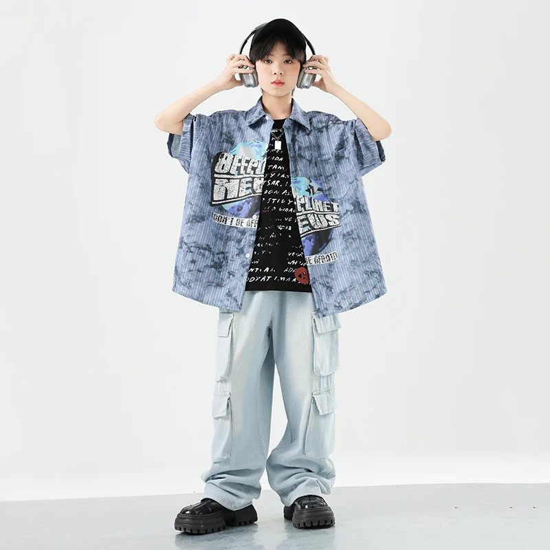 เด็กStreetwearเสื้อผ้าเด็กHip Hopหลวมเสื้อกางเกงเสื้อผ้าชุดสาวK-Popเด็กHip Hop Street Dance Coat