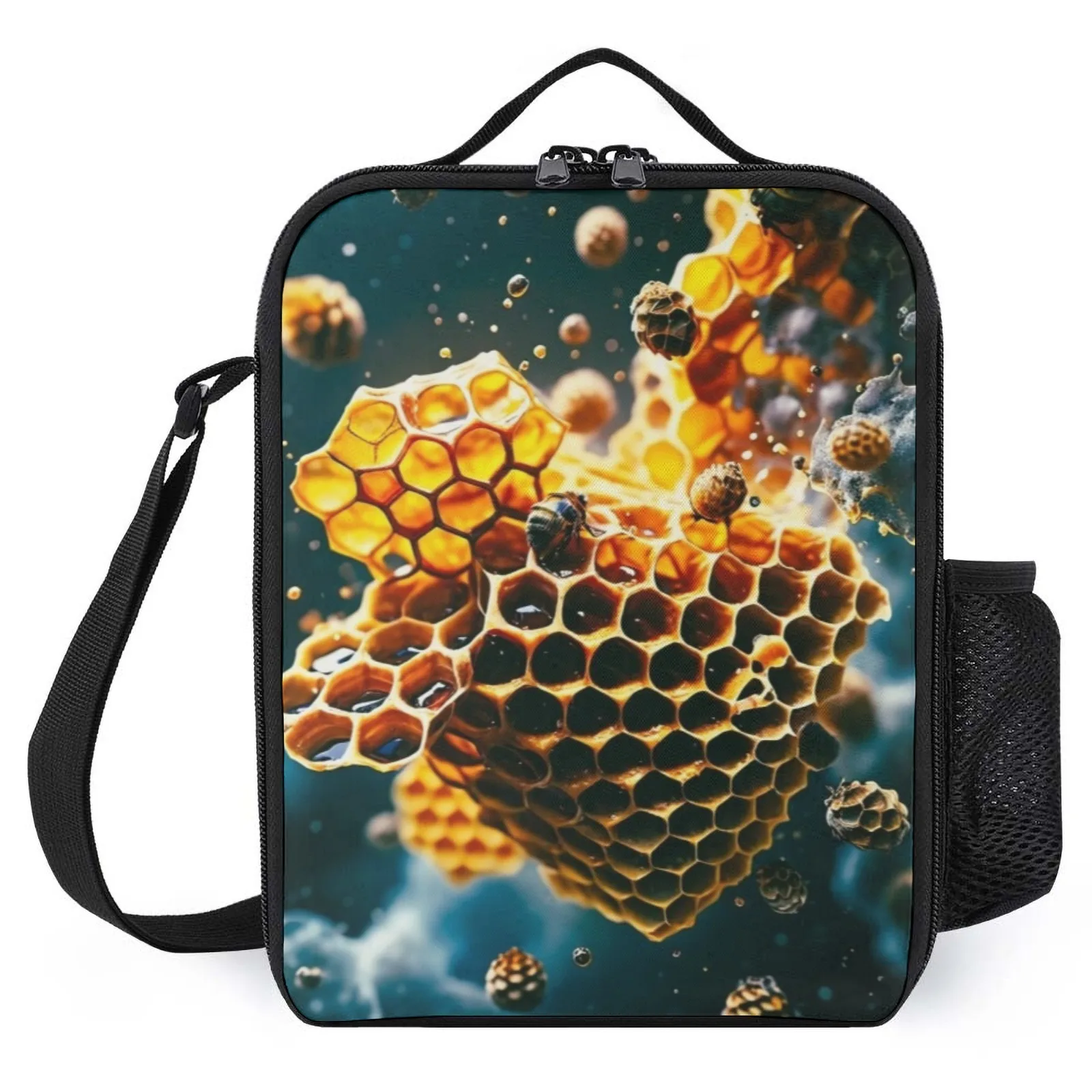 

Сумка для обеда с принтом Honey Hive Koeltas и плечевым ремнем, ланч-бокс, детская изоляционная сумка для ланча