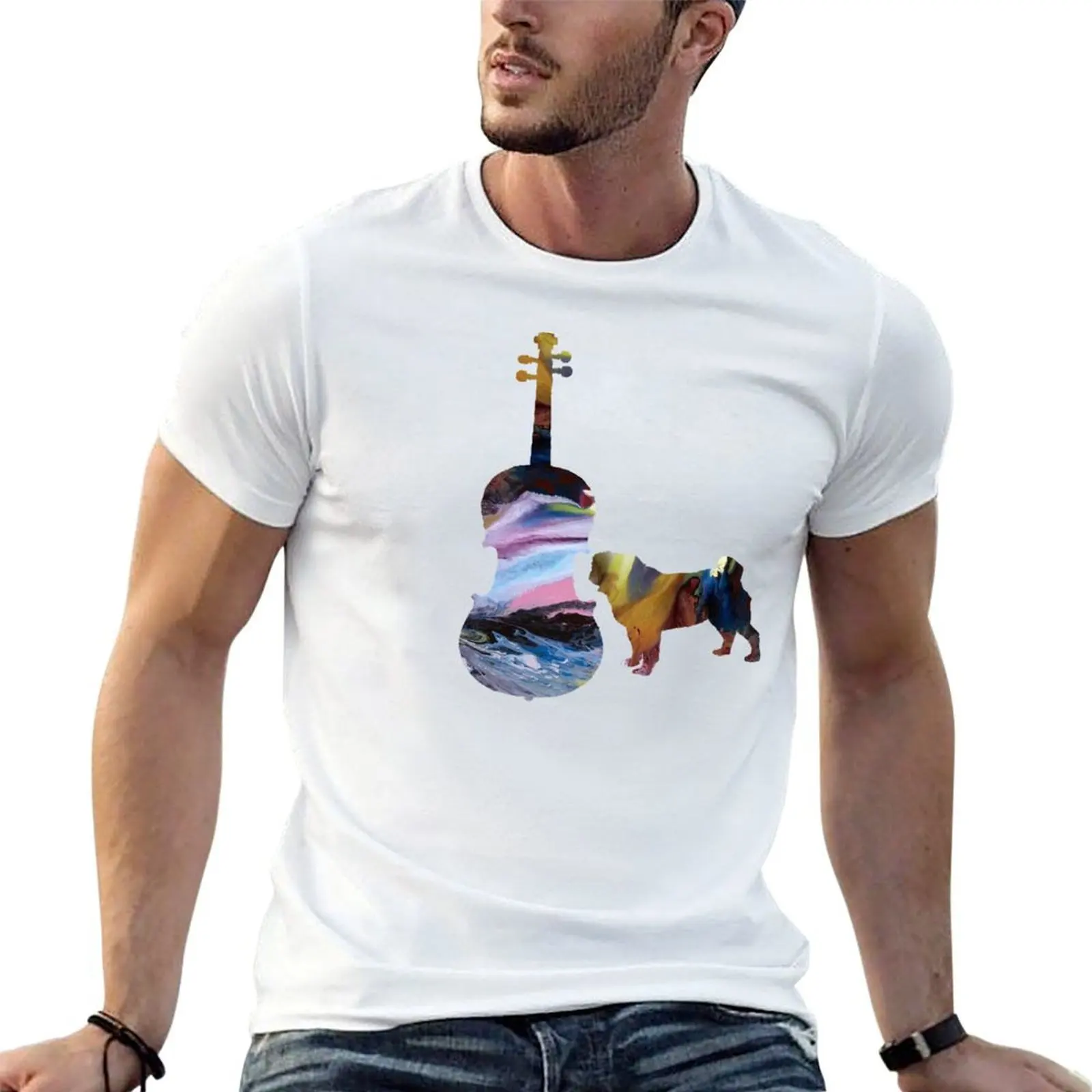 Viola Pug Art T-Shirt customizeds croswit shirt man mens clothing