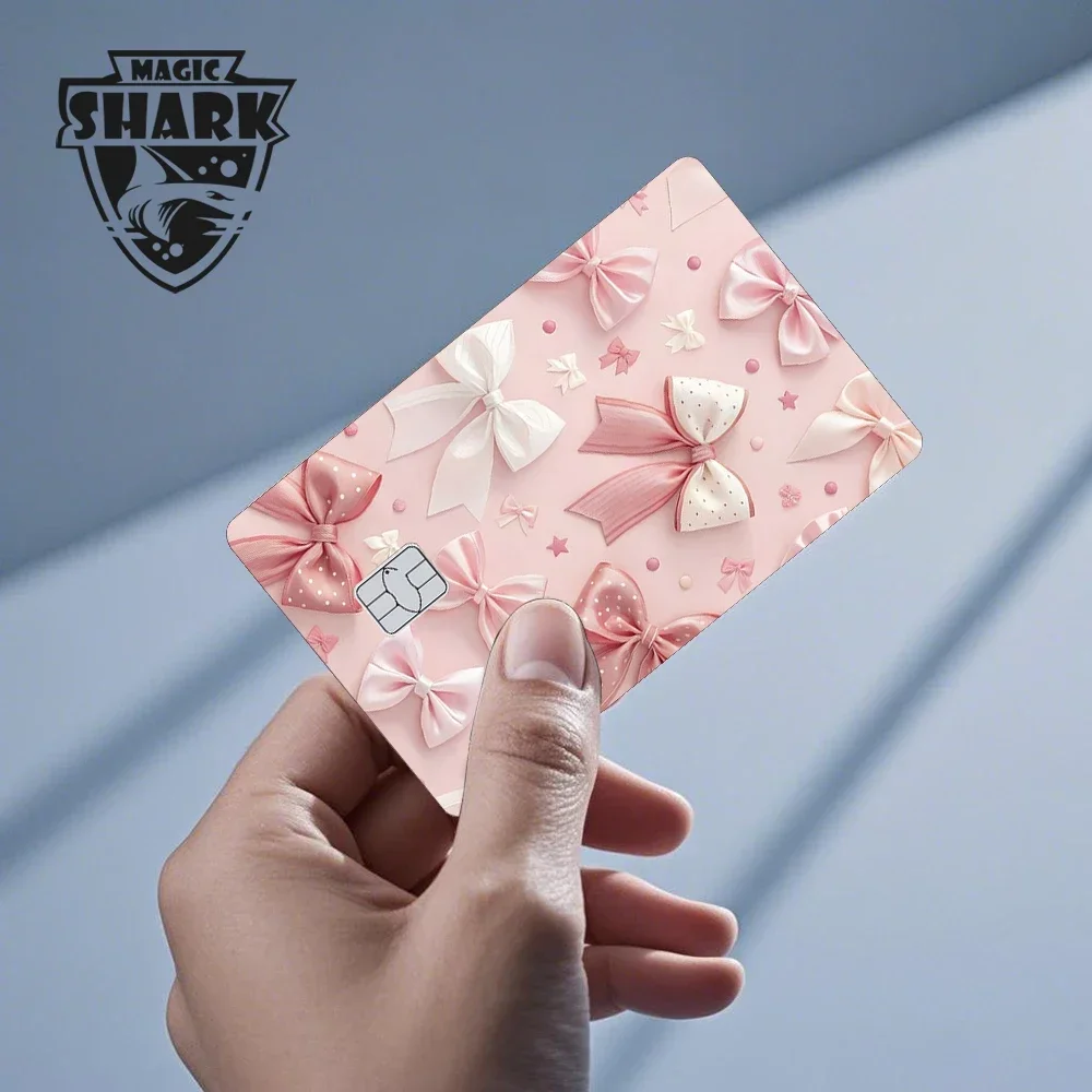 ملصق جلدي لفيلم الأموال من Magic Shark Panda Chips Bow Tape Cat لبطاقة الخصم الائتمانية المترو لا يتلاشى