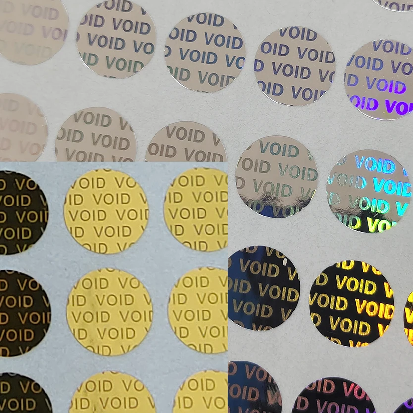 100pcs 8mm Gold/Silver VOID Hologram Security Seal Tamper Evident Label Warranty Void Sticker Removal Proof Anti-forgery Stamp