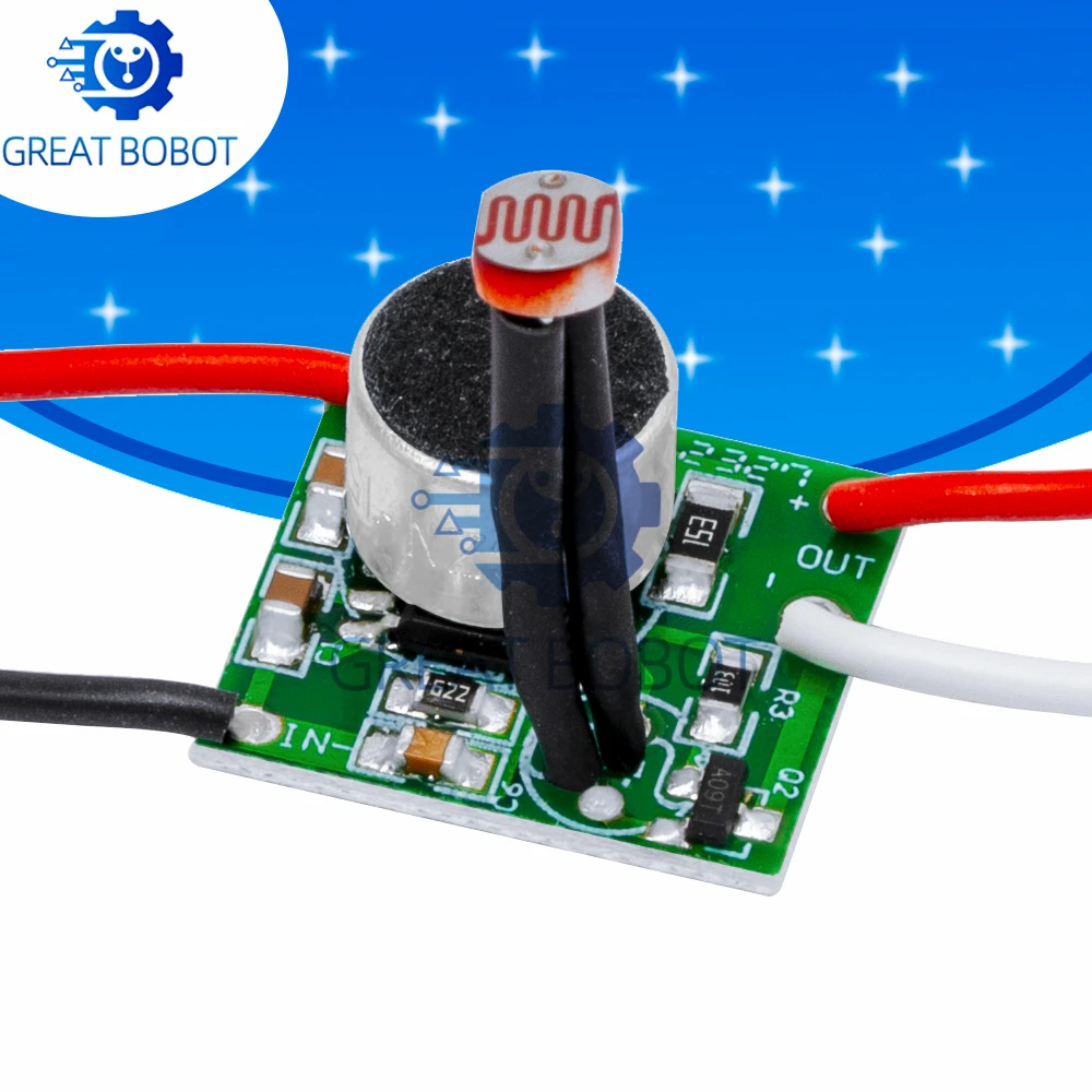 DIY Low Voltage DC Sound Light Control Sensor DC3V-30V LED Driver 5V 6V 12V 24V Photosensitive Voice Switch Module Circuit Board