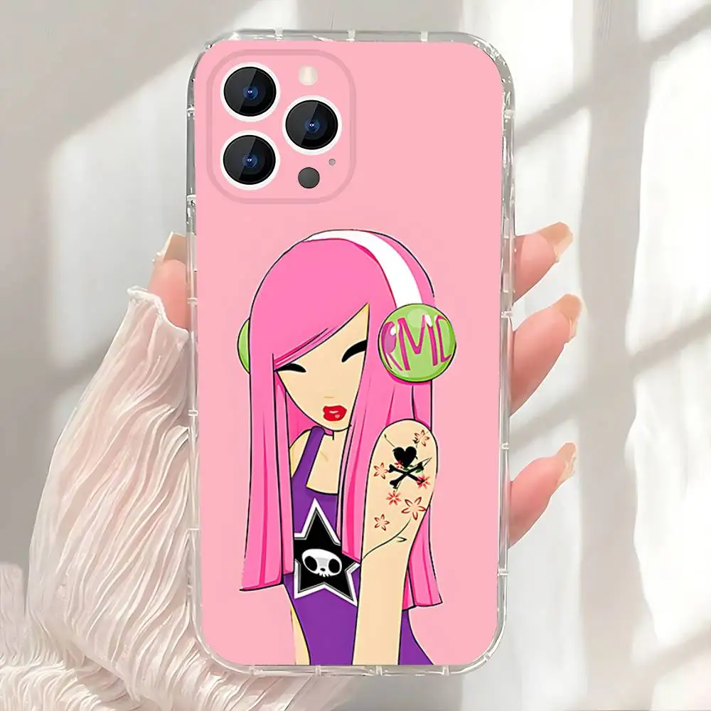 حافظة هاتف للفتيات اليابانية من T-Tokidokis لهواتف iPhone 17,16,15,14,13,12,11 Pro,Max,Plus,X,XS,XR,SE4,E غطاء ناعم شفاف صغير