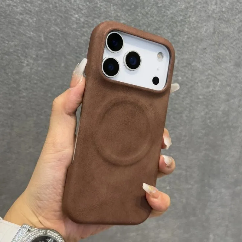 Luxury Sheepskin Feel Leather Magnetic Case for IPhone 17 Pro Max 13 12 14 15 Plus 16 Pro Max 17 Air for Magsafe Matte Cover