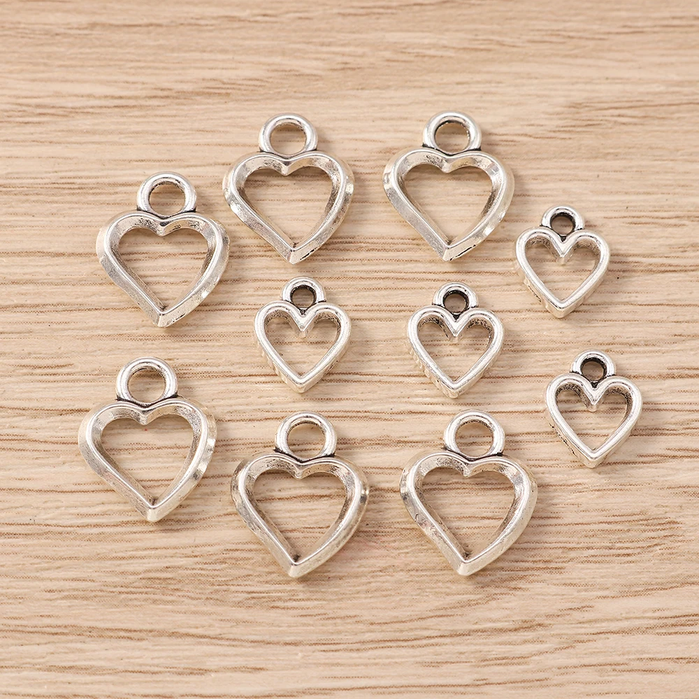 Tusember 30 Stück Legierungsanhänger, Metall-Herzanhänger für DIY, niedliche Ohrringe, Halsketten, handgefertigter Schmuck, Bastelbedarf – Detail 4