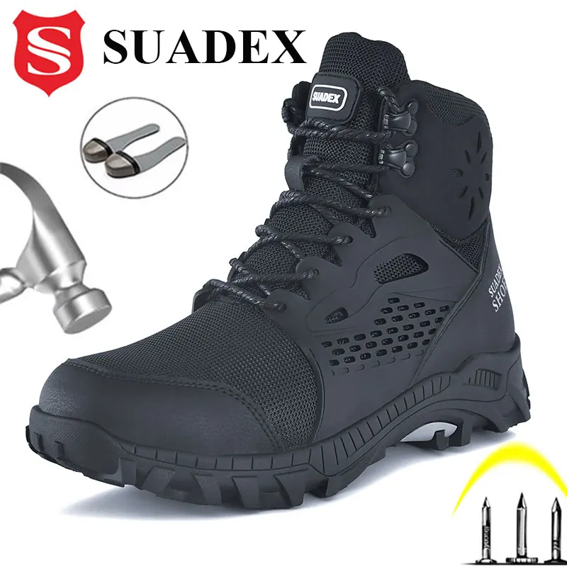 SUADEX S1 Sicherheit Stiefel Männer Arbeiten Schuhe Anti-Smashing Stahl Kappe Arbeit Sicherheit Schuhe Männlichen Weibliche Stiefel Anti-rutschig