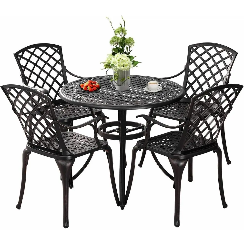 

Durable 36 Bronze Outdoor Patio Dining Set with 4 Chairs and Umbrella Hole