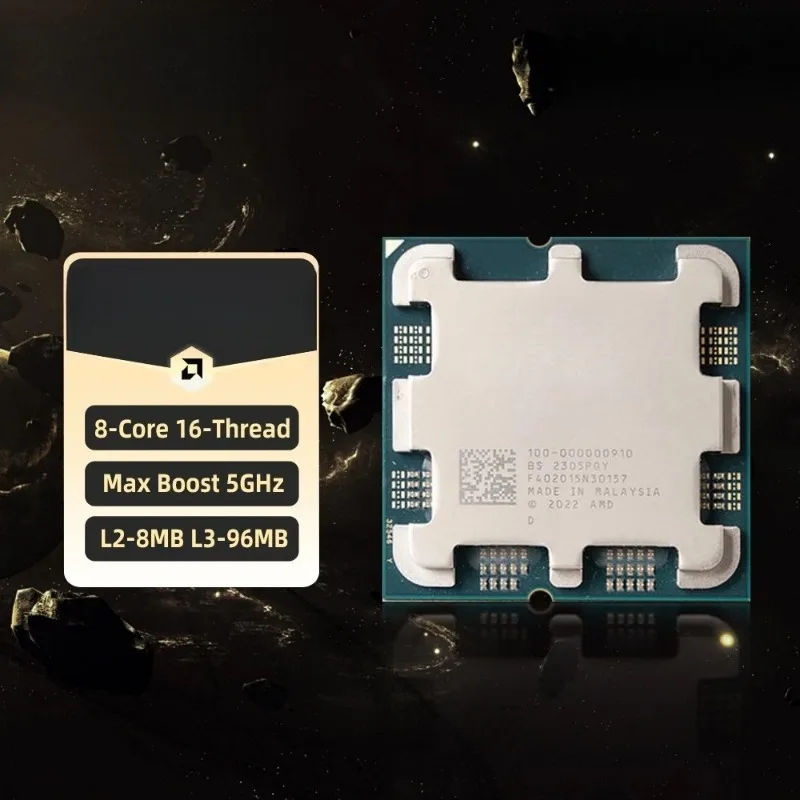 CPU AMD Ryzen 7 7800X3D, Procesador AMD R7 7800X3D de hasta 5GHz, 8 Núcleos, 16 Hilos, Socket AM5, CPU para Juegos de Escritorio para PC Gamer