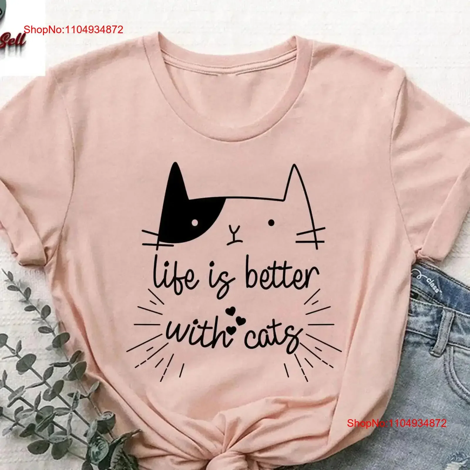 الحياة أفضل مع القطط تي شيرت القط أمي الحيوانات الأليفة عاشق لطيف ماما مالك هالوين خمر غسلها تنوعا لارتداء اليومي #1