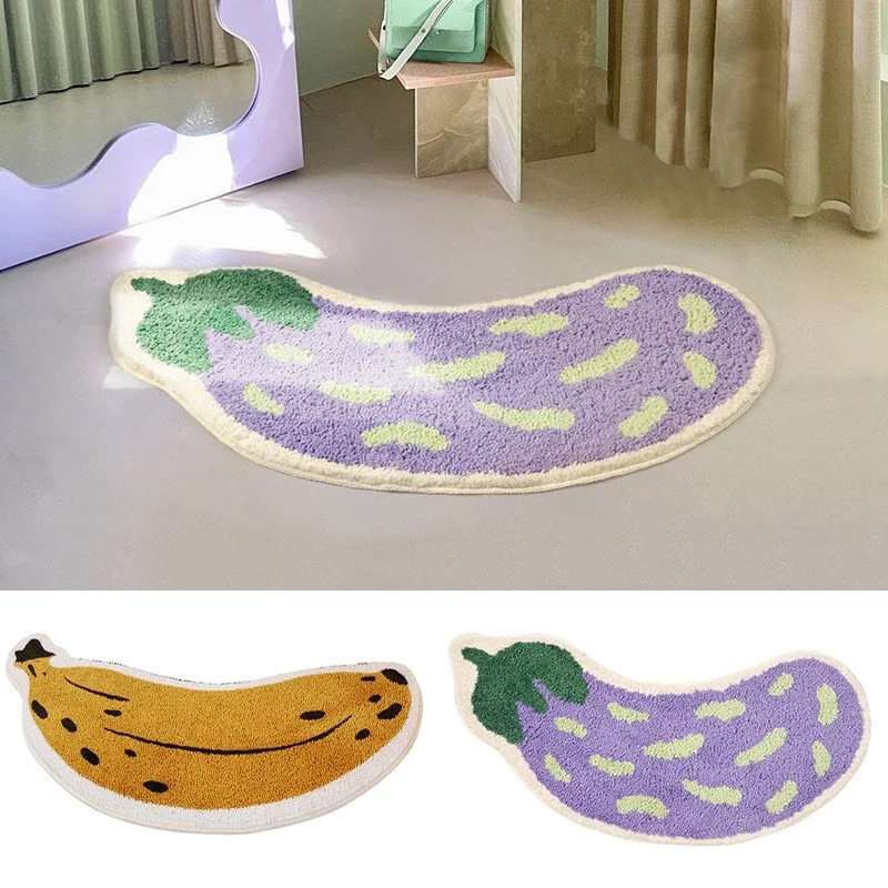 Banana Shape Bath Mats Bathroom Shower Rug Kawaii Living Room Decoration Carpet Non-slip Absorbent Rugs Doormat Bedroom Alfombra