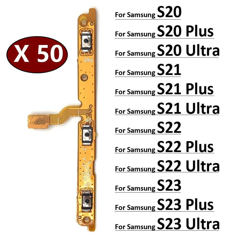 

50Pcs, Power on/off Volume Key Button Flex Cable For Samsung S20 S21 S22 S23 Plus Ultra Fe