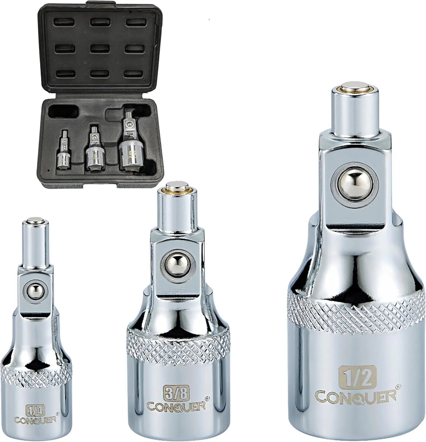 

Magnetic Socket Extension Set 1/4', 3/8', 1/2' Drive, CR-V Steel, Magnetic Tips for Automotive & DIY Repair