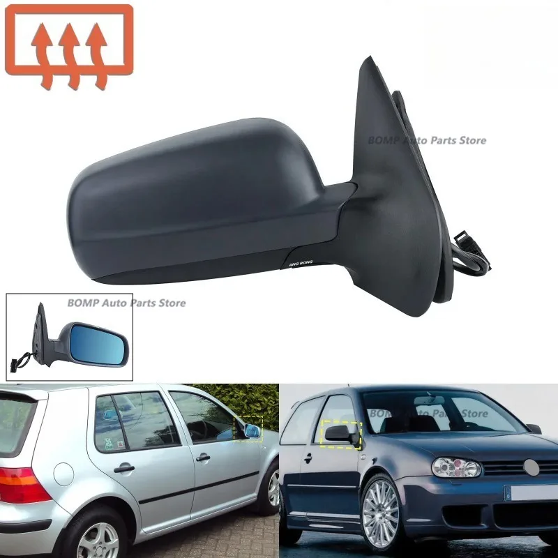 NEW For VW Golf MK4 & Bora 1997-2004 Left & Right Electric Wing Mirror - Primed For Painting, OEM Style Replacement