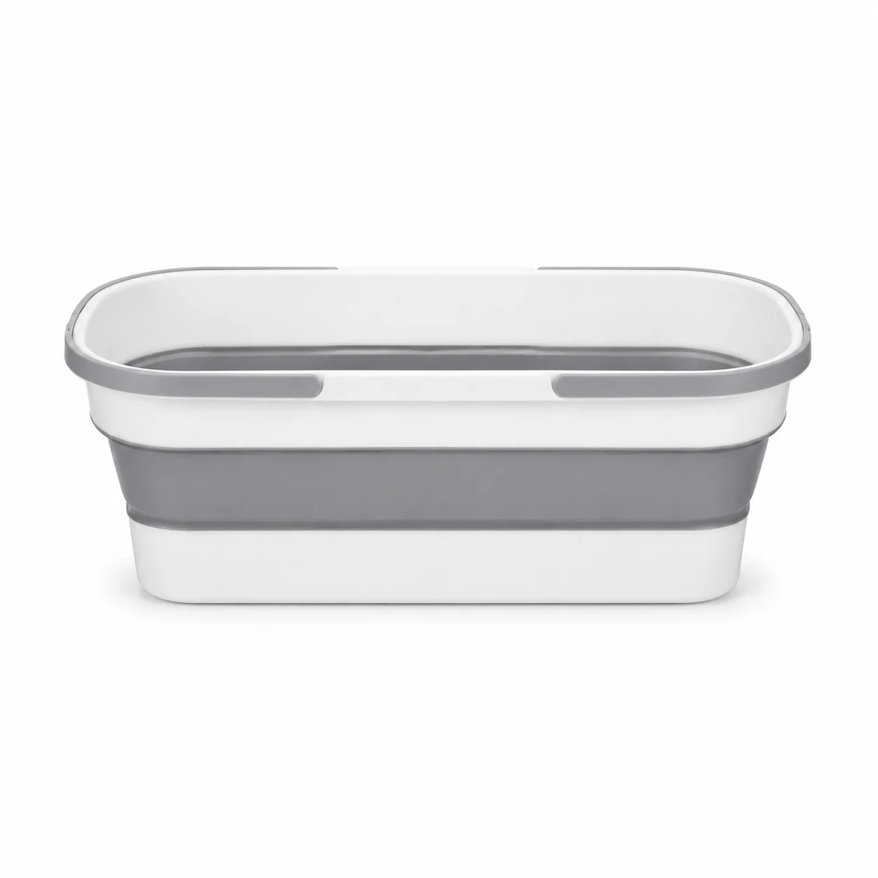 Portable Silicone Bucket, Used for Household Large Mop Bucket Rectangular Thickened Plastic Folding Car Washing Bucke Light gray