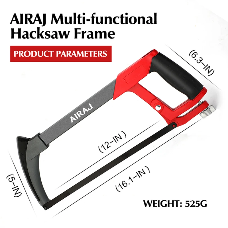 AIRAJ 520mm Multifunktionale Hacksaw Rahmen Abnehmbare Legierung Rahmen Haushalt Schneiden Werkzeug Sah Bogen Sägen