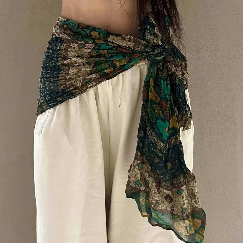New Leopard Print Hip Scarf Vintage Bohemian Style Belt Accessory Multifunctional Waist Seal Women's Accessory